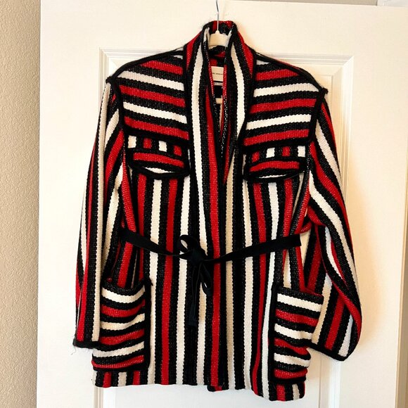Isabel Marant Etoile Wool / Cotton Blend Red Striped Jacket - Picture 2 of 5